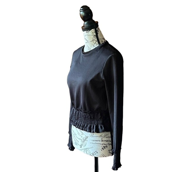 Zara WB Collection Black Cinched Waist Cropped Pullover Top S Goth Grunge Rodeo - Picture 3 of 10